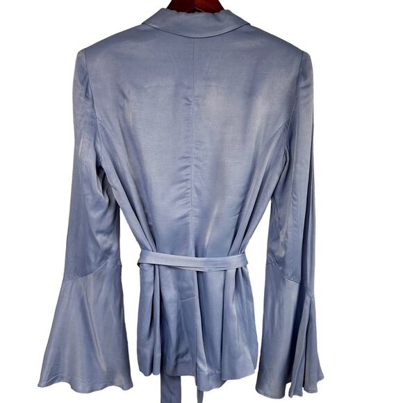 Free People Blazer Sz Small Frilled Cuff Lavender Satin Smooth Jacket  Romantic - Picture 2 of 15